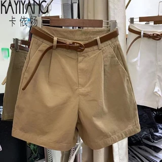 [Hàng Có Sẵn] Quần Short Cotton Nguyên Chất Dáng Rộng Lưng Cao Năm Tấc Mùa Hè 2023 Phong Cách Mới Cho Nữ