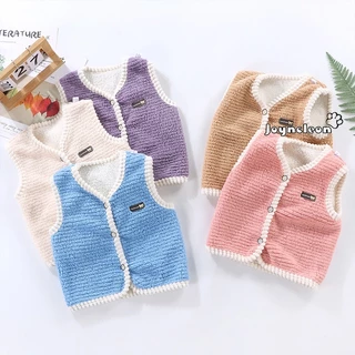 Áo khoác cardigan JOYNCLEON nhung hai mặt không tay phong cách thu đông mới cho bé