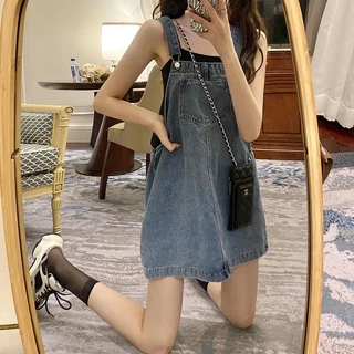 Ladies denim strap skirt váy nhật bản dễ thương phong cách mới phiên bản hàn quốc váy rời