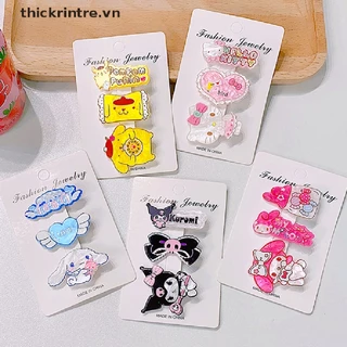 Bộ 3 Kẹp Tóc Hình Cinnamoroll Kuromi My Melody KT Sanrioed Xinh Xắn