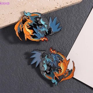 Huy Hiệu Cài Áo Kim Loại Hình Pokemon Charizard Rayquaza Mới