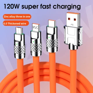 120w 3 trong 1 dây sạc 120cm micro usb / type-c cáp sạc điện thoại di động nhiều usb cho xiaomi huawei samsung