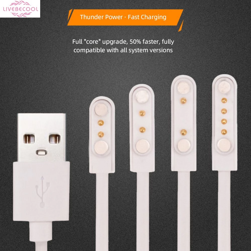 Bộ Sạc Đồng Hồ Thông Minh Đa Năng Cáp Sạc Nam Châm 2 Pin 4 Chân Cáp Sạc Usb Cho Đồng Hồ Trẻ Em Q12 60Cm Livebecool