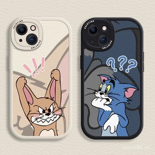 Cat and mouse cartoon leather case điện thoại iphone thích hợp cho iphone 14 13 12 11 pro max 7 8 plus 14plus 13 pro max xr xs max 12pro vỏ bảo vệ chống sốc jack và tom