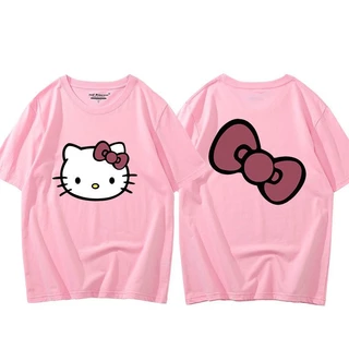 Hellokitty Nửa Tay 100% Cotton Nửa Tay Áo Thun Nữ Mùa Hè 2022 Hello Kitty Hoạt Hình In Rời Sinh Viên Phù Hợp Với Hàng Đầu