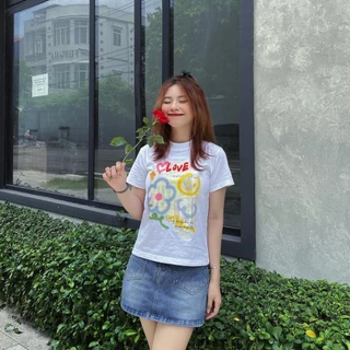 Áo thun Baby Tee PINKSTORE29 kiểu in hình họa tiết LOVE A5725