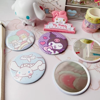 SANRIO Gương Trang Điểm Hình Tròn Họa Tiết Hoạt Hình Kuromi Cinnamoroll