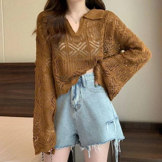 Áo Sweater Tay Loe Dài Phong Cách Mới 2023 Ngọt Ngào Cho Nữ