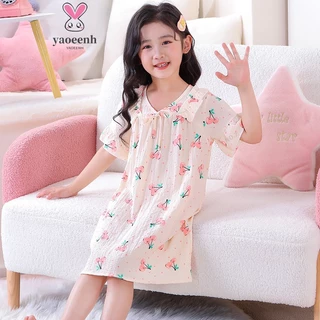 【YAOEENH】 Ngủ Tay Ngắn 95-150cm In Họa Tiết Hoạt Hình Dễ Thương Cho Bé Gái