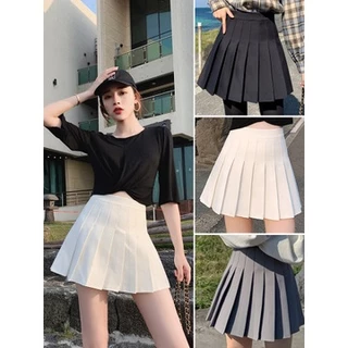 Chân Váy Ngắn Đồng Phục Xếp Ly Phối Khóa Kéo + Quần Short Dễ Phối Đồ