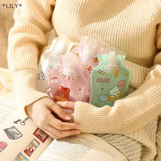 LILY Dễ thương chai nước nóng xách tay nhỏ trong suốt phim hoạt hình nóng lên túi nước uuu