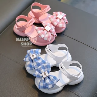 Siêu Xịn Loại 1 Sandal Nơ Caro Quai Dán Min Mềm Êm Chuẩn Size Cho Bé Đi Chơi Đi Học