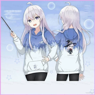 Sy6 wandering witch: the journey of elaina hoodie cosplay ilyina dài tay áo cổ tròn uniex causal hoody anime ys6