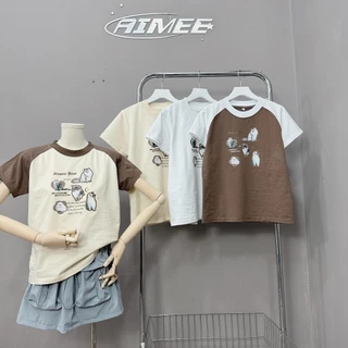 Áo baby tee mèo happy bear áo thun nữ form vừa