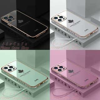 Ốp lưng OPPO A17 A17K A15 A15S A12 A9 A7 A5 A5S A3S A1K A83 A78 A38 A31 4G 5G 2020 2021 2022 2023 Plating Maple Leaf With Hand Strap Protect Camera Soft Case