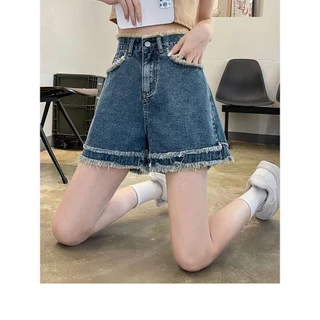 Quần short jean đùi ngắn nữ tua gấu ống rộng phong cách Hàn Quốc chất mềm mại loại 1 Quảng Châu KoKo QS02