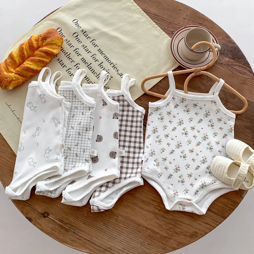 Mùa Hè Bé Jumpsuit Ins Hàn Quốc Bé Jumpsuit Quần áo Trẻ Em 0-24 Tháng