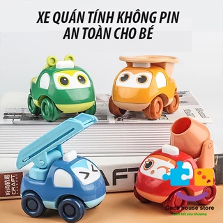 Bộ đồ chơi ô tô quán tính mini hoạt hình mô tả xe công trình, xe kỹ thuật, xe kỹ thuật không gian đẹp và dễ thương