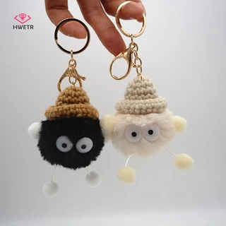 Móc khóa HWETR lông thỏ giả pompom kiểu Llaveros Mujer Anime Totoro thời trang dành cho nữ