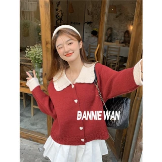 DannieWan  Áo Len áo cardigan áo nữ len Dễ thương Thể thao Fashion Cổ điển A21K03X 36Z230909