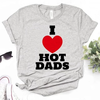 Áo Thun harajuku Nhật Bản In Chữ i love hot dads Vui Nhộn Cho Nữ y2k