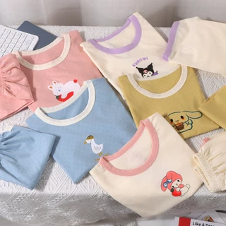 Bộ Đồ Ngủ Tay Ngắn Chất Liệu Cotton Mỏng Nhẹ In Họa Tiết Dễ Thương Thời Trang Mùa Hè Cho Bé Trai Và Gái Từ 80-150 Tuổi