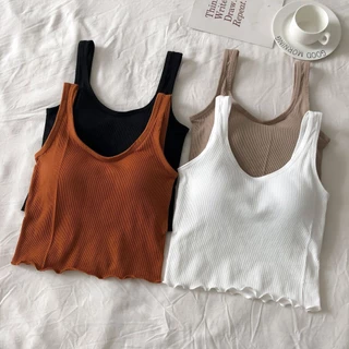 Áo Tank Top Sát Nách Cổ Chữ U Lưng Đẹp Kèm Áo Ngực Bên Trong