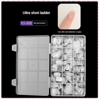 300 cái/1 hộp Nail Art Tablets Full Sticked Frosted Traceless Không khắc Hạnh nhân hình bầu dục ngắn Đeo miếng móng tay giả Dụng cụ làm móng cho tiệm nail TOGO