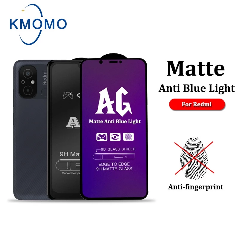 Kính cường lực Xiaomi Redmi chống vân tay, mồ hôi AG full màn, Chống Ánh Sáng Xanh cho 13C 12 12C A2 + A1 10A 10C 10 2022 9 9A 9C 9T 8 8A 7 7A