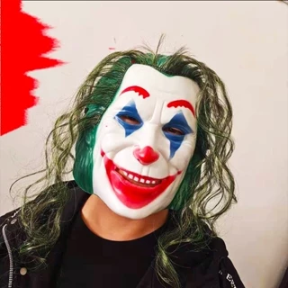 Halloween party cosplay joker clown mask carnival sân khấu biểu diễn mặt nạ với tóc giả đạo cụ trang phục