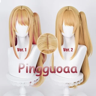 Manmei Anime Oshi No Ko Hoshino Ruby Cosplay Wig 70cm Long Straight Golden Ponytails Wig Heat Resistant Synthetic Wigs