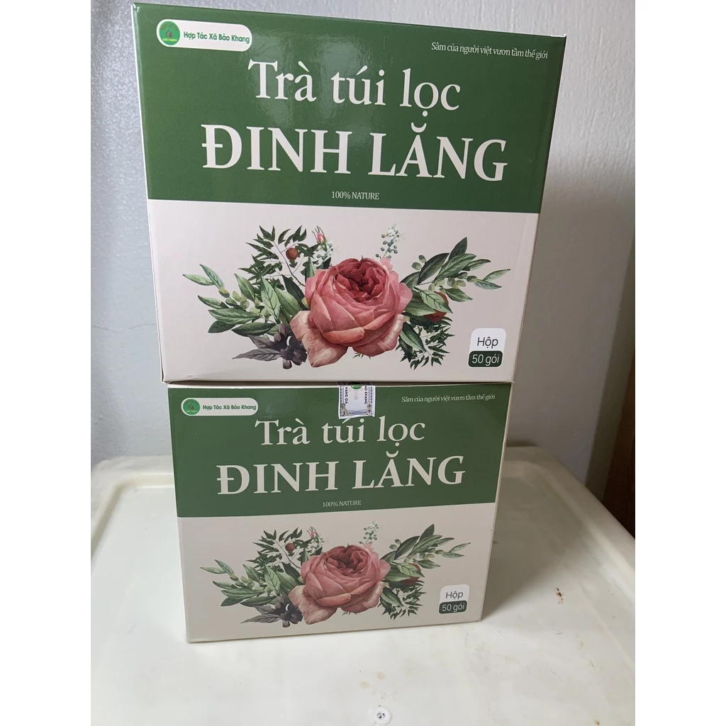 Hộp 50 gói trà đinh lăng túi lọc, đinh lăng, hoạt huyết dưỡng não, rối loạn tiền đình, thiếu máu