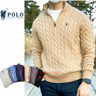 POLO Ralph Lauren Nam Áo Len Nam Dài Tay Có Dây Kéo Một Nửa Giữ Ấm Mùa Thu Đông Phong Cách Doanh Nhân Giản Dị