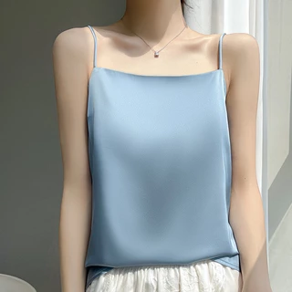 Áo Thun Tanktop Hai Dây Bằng Lụa Satin Thời Trang Dành Cho Nữ