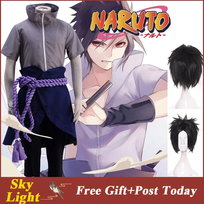 Uchiha Sasuke Cosplay Halloween Costume Anime Haruto Shippuden Third Generation Clothes Party Men Clothes Set Wig