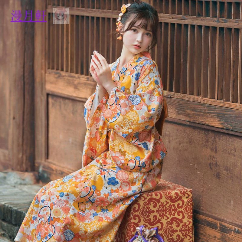 Trang Phục Truyền Thống Nhật Bản yukata Nhật Bản [Hàng Có Sẵn] kimono Cải Tiến Phong Cách Nhật Bản Cho Nữ Mặc Trang Trọng Chụp Ảnh Cô Gái Thần Hoa Trà Nhật Bản