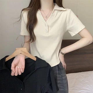 Áo Thun Trơn Tay Ngắn Cổ POLO Plus Size Cho Nữ (40-100kg)