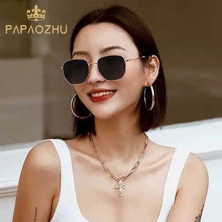 PAPAOZHU Kính Mát Chống Tia UV400 Gọng Kim Loại Thời Trang Cho Nam Và Nữ