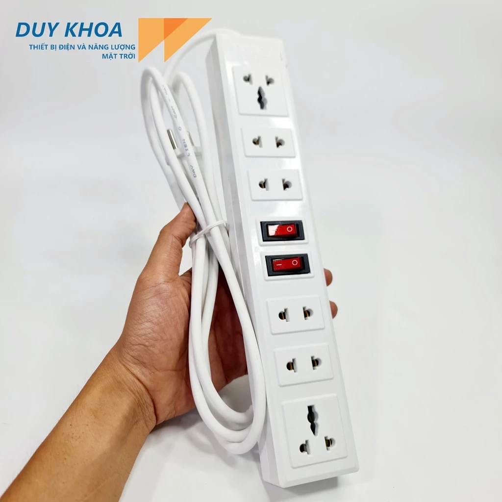 Ổ Cắm Điện 6 Cửa 2 Công tắc Màu Trắng Công suất 3000w VINAMAX ® - Hàng Việt Nam chất lượng cao