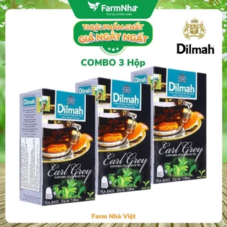 (Combo 3 hộp) Trà Dilmah Earl Grey túi lọc 30g 20 túi x 1.5g Trà Bá Tước - Tinh hoa trà Sri Lanka