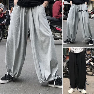 Quần joggers sweatpants AYYUFE dài mắt cá chân bo ống đũng sâu ống rộng lưng đàn hồi unisex