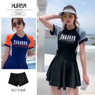 Đồ bơi nữ kín đáo tay ngắn CÓ MÚT CÓ SIZE-Bikini đi biển 2 mảnh có tay váy xoè- đồ bơi học sinh nữ AA7534