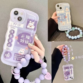 Ốp lưng iPhone 15 Pro Max 15 Plus 14 Pro Max 14 Plus 13 Pro Max 13 Mini 12 Mini 12 Pro Max 11 Pro Max X Xs Max 7 8 Plus 6 6s Plus Cartoon Letter Rabbit Bear Wristband Soft Phone Case