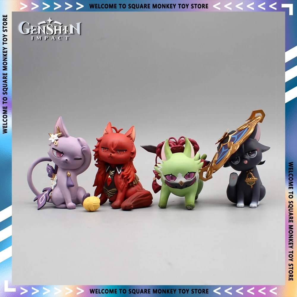 10 cm genshin impact yae miko cat figure keqing anime figures scaramouche figurine zhongli pvc tượng mô hình búp bê đồ chơi sưu tầm