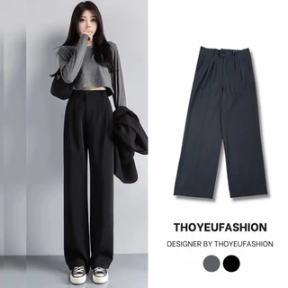 Quần Ống Rộng Cao Cấp Culottes Chất Cotton dày dặn Xuất Hàn Cao Cấp 2 Màu Đen Xám