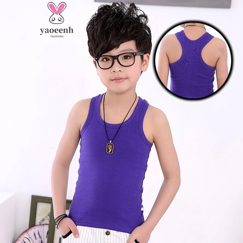 【YAOEENH】Áo Thun Ba Lỗ Màu Sắc Đơn Giản Chất Liệu Cotton Mỏng Cho Bé 110-160cm