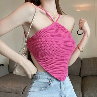 Áo tank top 2 Dây Đan Chéo Sau Lưng Màu Trơn Thời Trang Quyến Rũ Cho Nữ