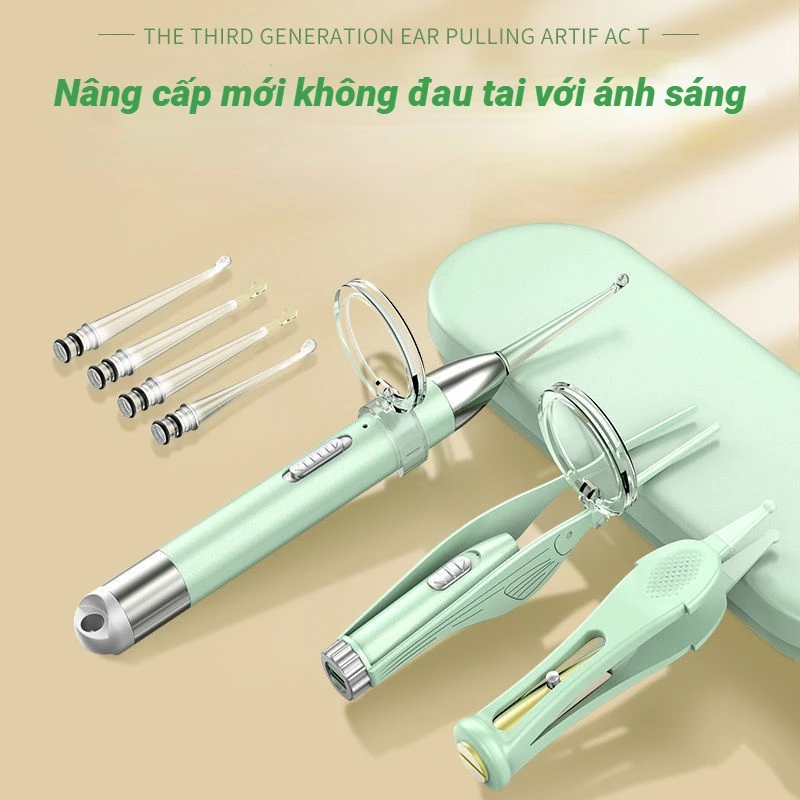 Mới Nâng Cấp Chiếu Sáng Tai Thìa Hộ Gia Đình Thìa Tai Đào Ráy Tai Nhíp Phát Sáng Lấy Tai Dụng Cụ Sạc USB