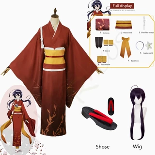 Anime bungo stray dogs lzumi kyouka yaksha shirayuki cosplay trang phục phụ nữ người lớn yukata kimono geta bộ tóc giả halloween party set