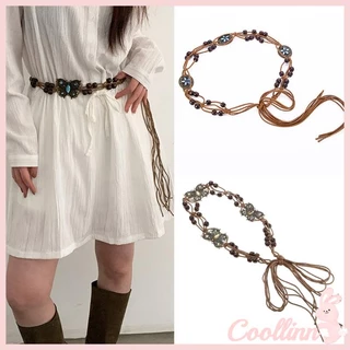 Coo Women Bohemian Style Waist Belt Rope Chain with Tassel and Bead Retro Waist Belt